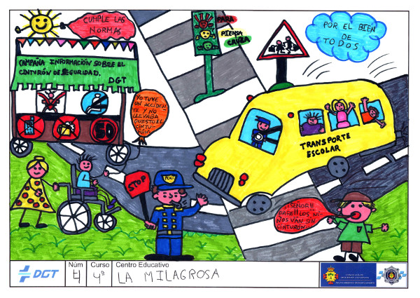 Seguridad vial dibujos concurso Confortauto y Telepizza