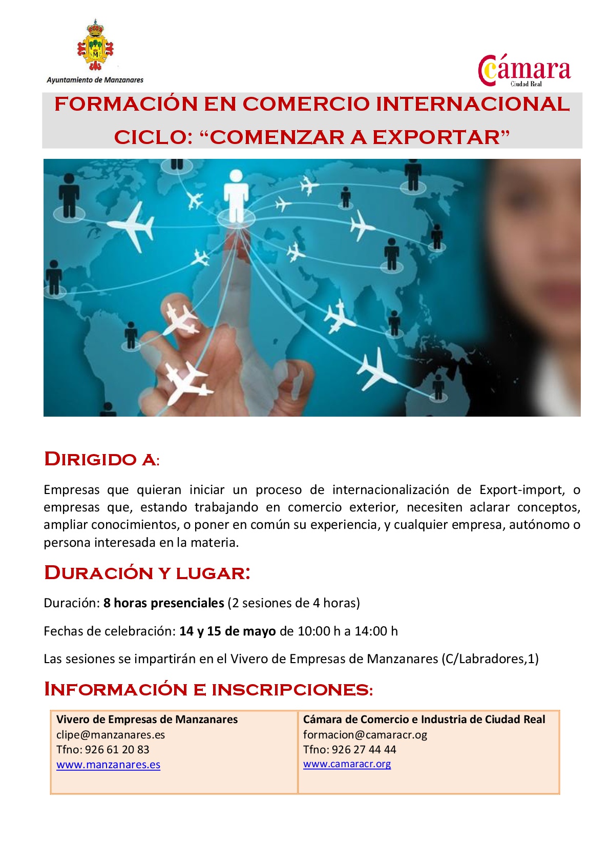 En la cabeza de Cumbre burlarse de Comenzar a exportar', tema central de un nuevo curso para empresas | Manzanares En la cabeza de Cumbre burlarse de Comenzar a exportar', tema central de un nuevo curso para empresas | Manzanares