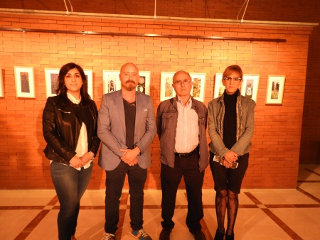 Los artistas Manuel Fernández y Gustavo Fernández, junto a las concejalas Silvia Cebrián y Gemma de la Fuente