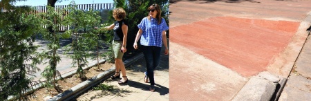 Beatriz Labián e Isabel Díaz-Benito visitan las mejoras de la construcción de rampas y reposición de marras  en el Paseo Príncipe de Asturias