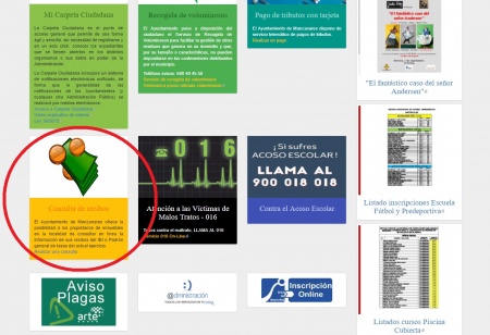 Resaltado con un círculo el banner del nuevo servicio web