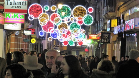 Zona comercial de Manzanares en Navidad