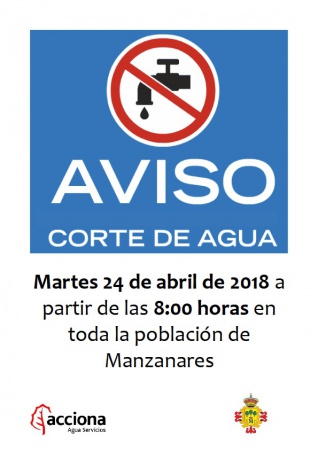 Cartel anunciador del corte de agua