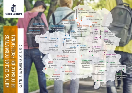 Mapa de nuevos ciclos de FP en Castilla-La Mancha