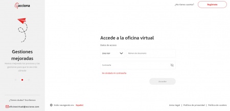 Imagen de la web de la oficina virtual de Acciona