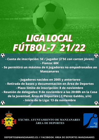 Cartel de la liga local de fútbol 7