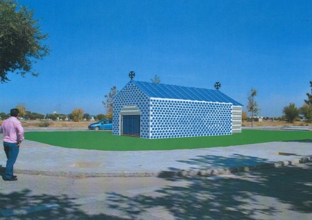 Simulación de la "Eco-ermita" en el barrio del Parque