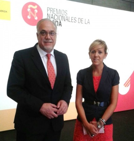 Julián Nieva y Silvia Cebrián en la entrega de premios en Madrid
