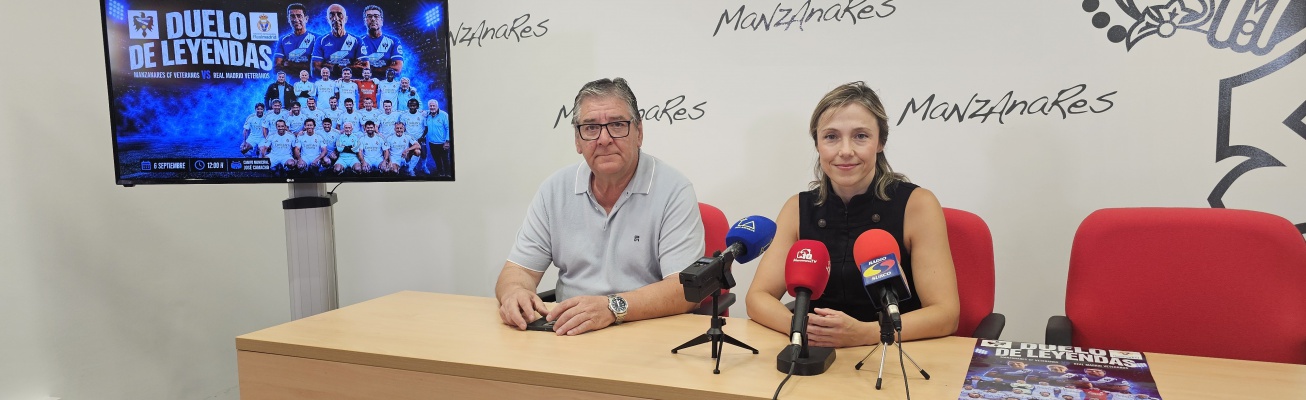 Pedro Callejas y Laura Carrillo en la presentación del partido