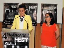 Esther Nieto-Márquez (izda.) y María José Parrado en la presentación de ManzanaFest