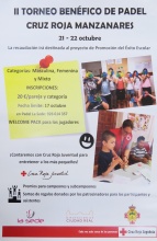 Cartel del próximo torneo de pádel a beneficio de Cruz Roja