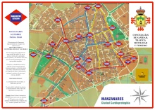 Mapa simulando un plano de metro con rutas peatonales