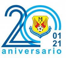 Logotipo conmemorativo del 20º aniversario del Manzanares FS Quesos El Hidalgo
