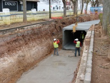 Obras de la derivación del caz en marzo de 2015