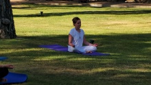 María José Rodríguez Brusco durante la clase de yoga al aire libre María José Rodríguez Brusco durante la clase de yoga al aire libre