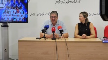 Pedro Callejas y Laura Carrillo durante la presentación del partido