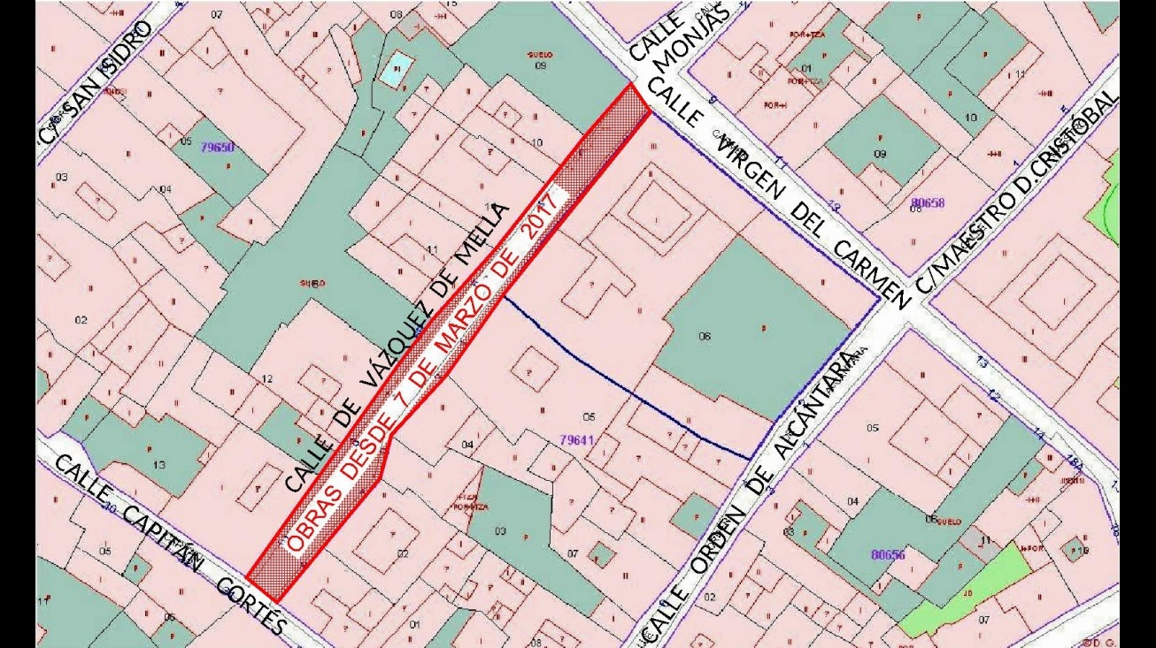 Plano de la zona afectada por obras