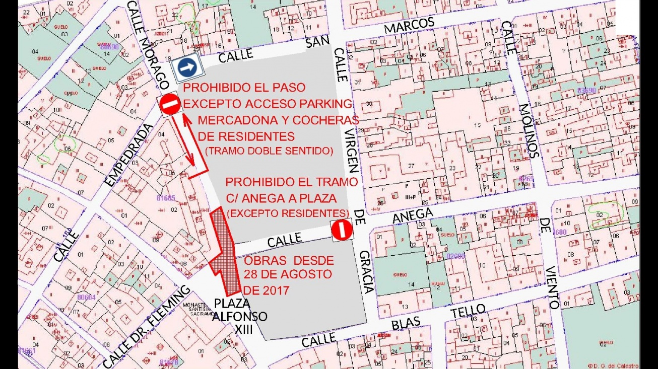 Plano con las zonas afectadas