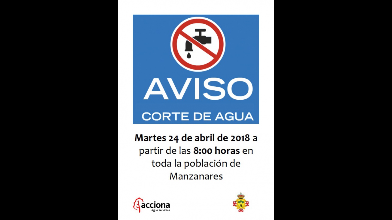 Cartel anunciador del corte de agua