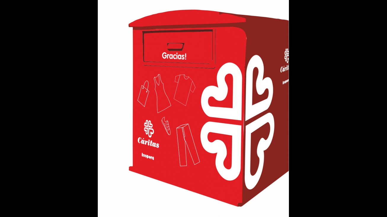Contenedores rojos de recogida de ropa y calzado
