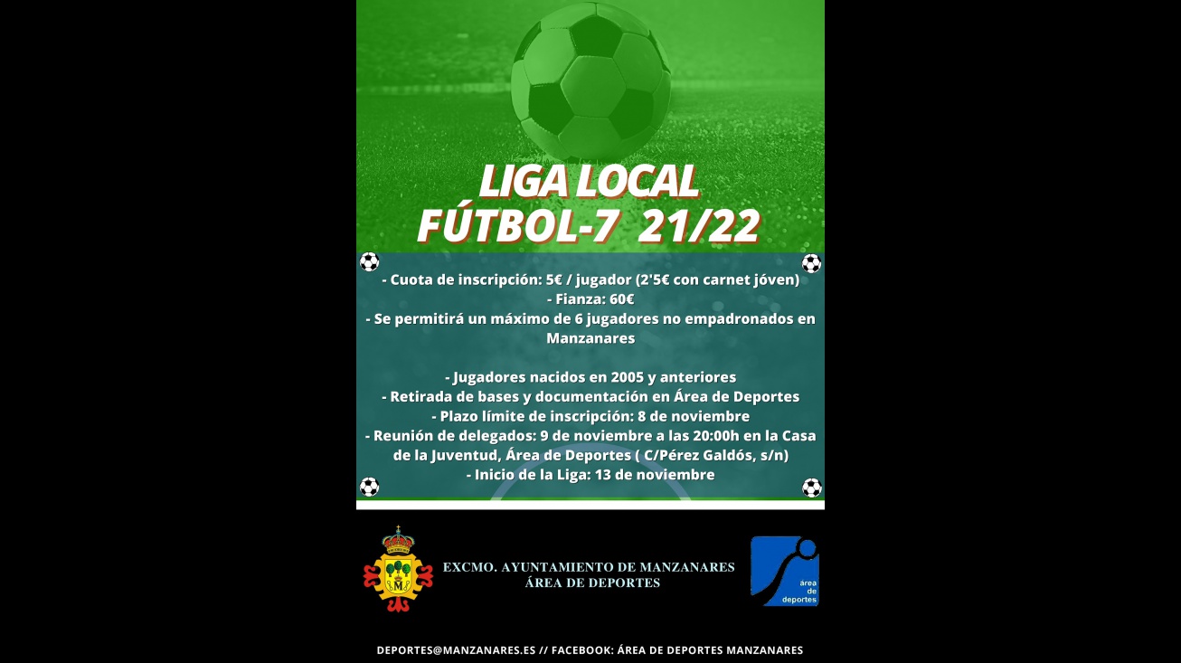Cartel de la liga local de fútbol 7