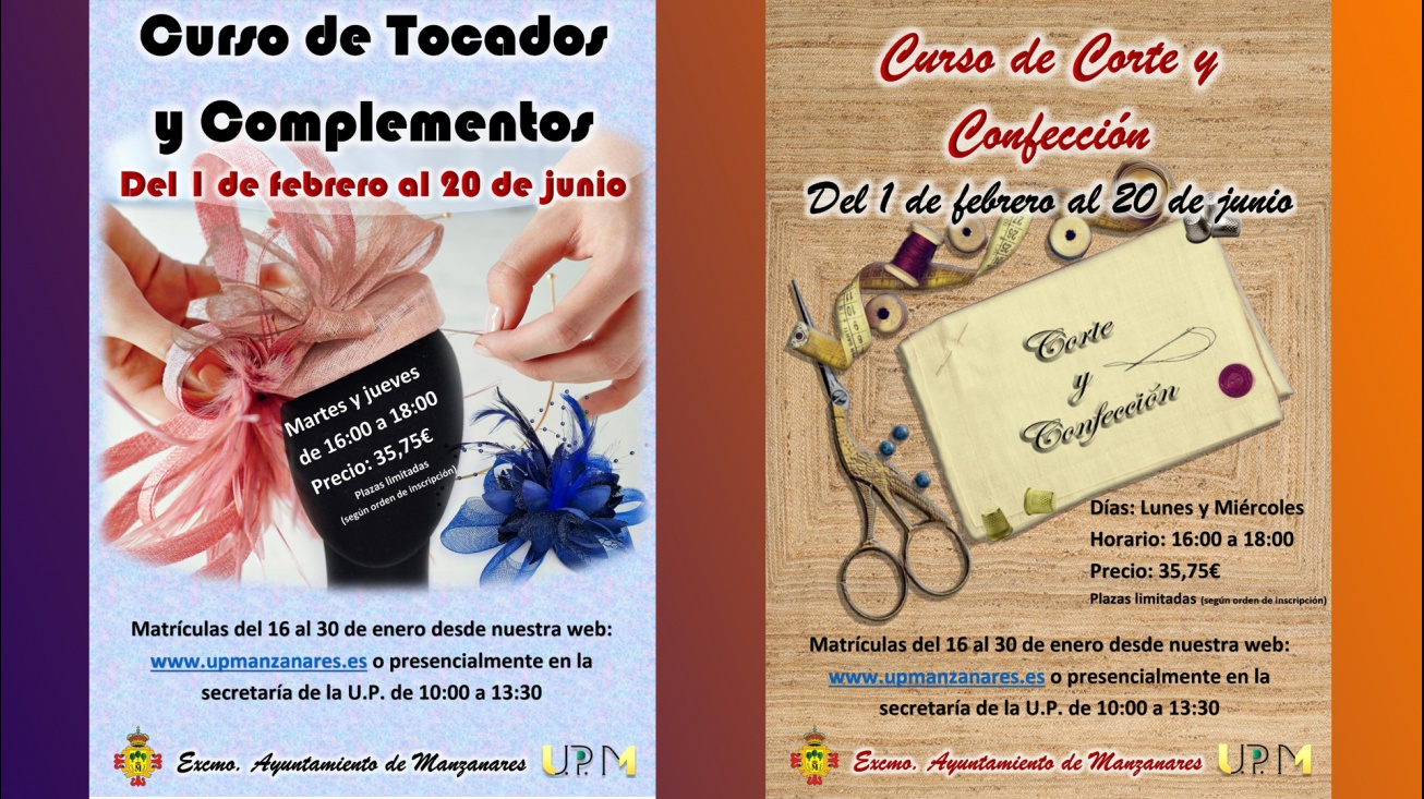 Cursos de tocados y complementos y de corte y confección (Universidad Popular 2022-23)