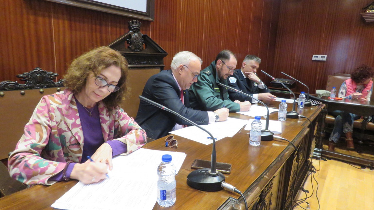 Momento de la firma del protocolo en el salón de plenos