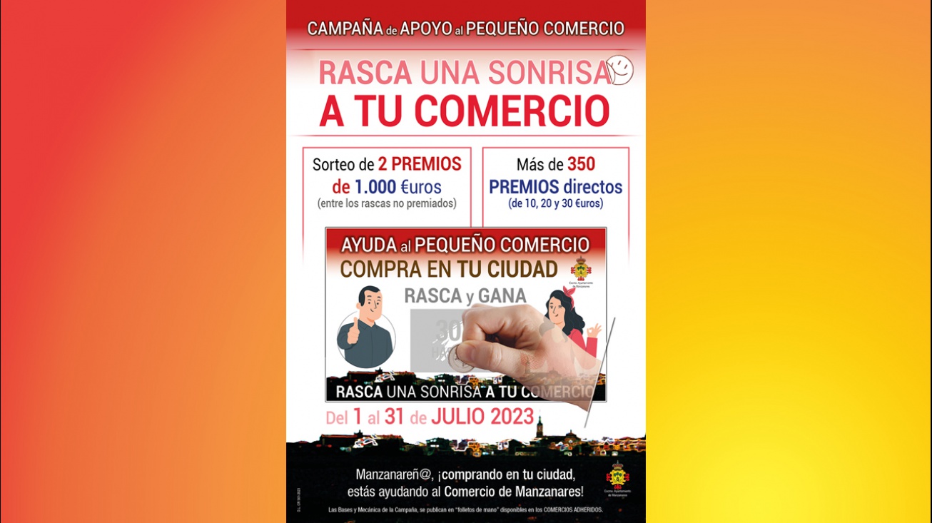 Cartel de la campaña 'Rasca una sonrisa a tu comercio' (verano 2023)