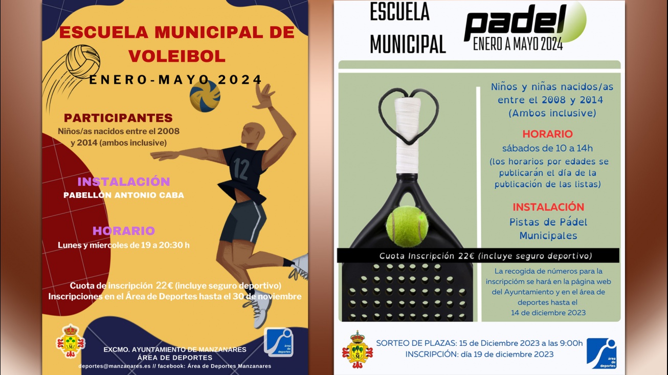 Nuevas escuelas deportivas de voleibol y pádel