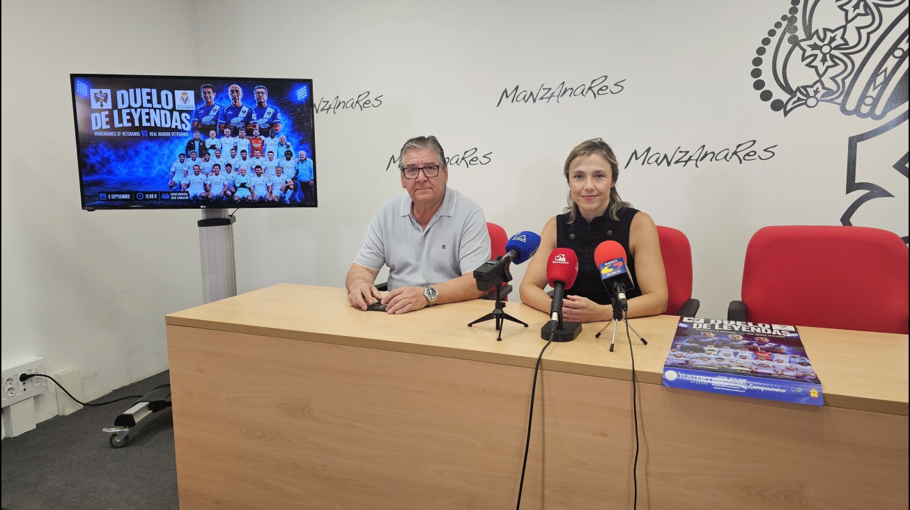 Pedro Callejas y Laura Carrillo en la presentación del partido