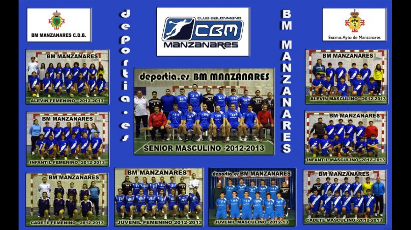 Plantel de equipos del Balonmano Manzanares la pasada temporada